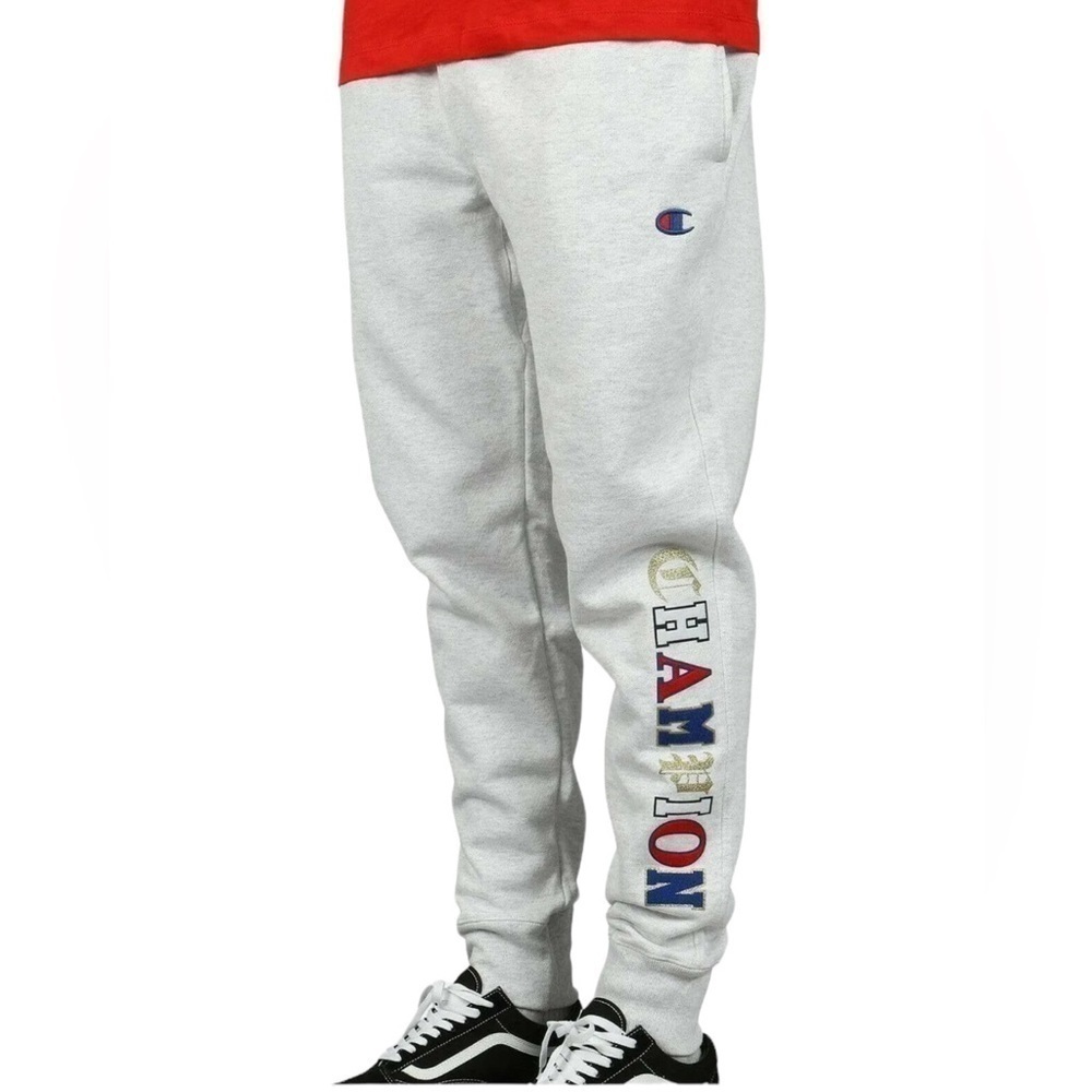 Champion Reverse Weave Old English Spellout patch sweatpants large